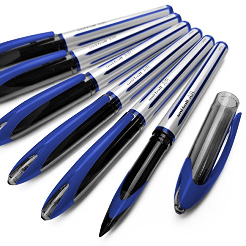 Uni-Ball Air Medium Rollerball Pen, 0.7mm Blue Ink, Pack of 6 (UBA-188-L)