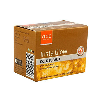 VLCC Natural Sciences Insta Glow Gold Bleach (Pack of 2) - 30g | Instant Radiance & Skin Brightening