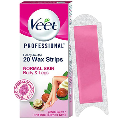 Veet Full Body Waxing Kit for Normal Skin – 20 Strips | Smooth, Long-Lasting Hair Removal at Home