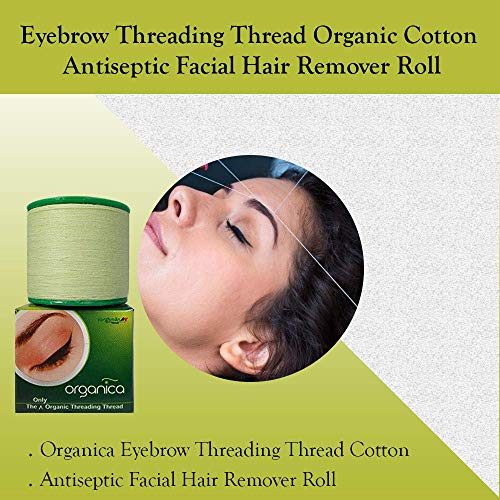 Organica Organic Cotton Eyebrow Threading Thread – 2 Spool x 300M, Green | Gentle, Natural, & Eco-Friendly Thread for Precise Hair Removal