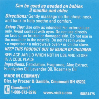 Vicks BabyRub 50ml | Soothing Moisturizing Balm for Babies | Gentle Comfort with Aloe Vera, Coconut Oil, & Lavender